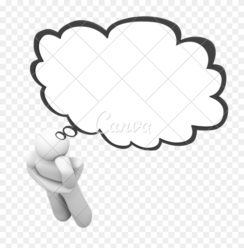 784x800 Thought Cloud Thinker Blank Copy Space Thinking Person - Thought Cloud PNG