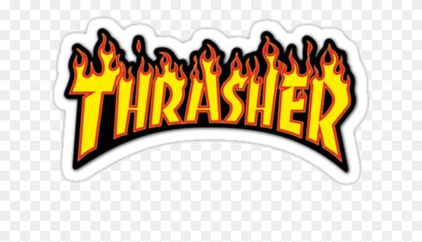 635x422 Thrasher Fire Tumblr Aesthetic Sticker - Thrasher PNG