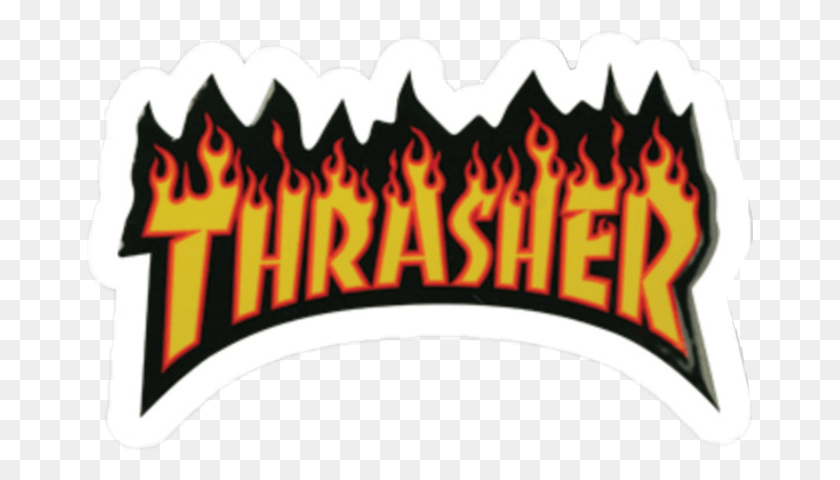 666x420 Thrasher Fuego Tumblr Negro Etiqueta Engomada Aleatoria De La Tendencia De Tumblr - Thrasher Png