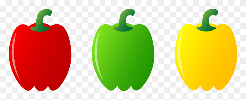 6359x2312 Three Bell Peppers - Yellow Apple Clipart