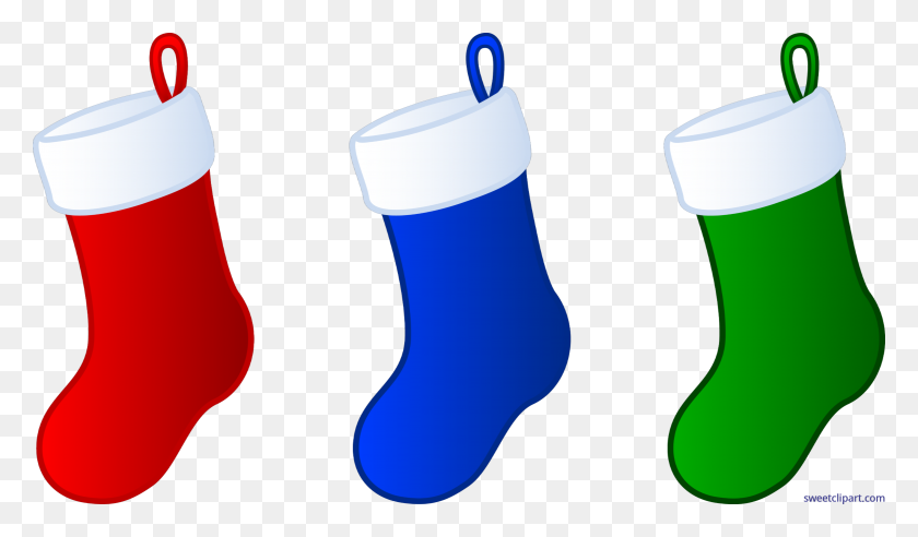 7198x3992 Three Christmas Stockings Clip Art - Christmas Stockings PNG