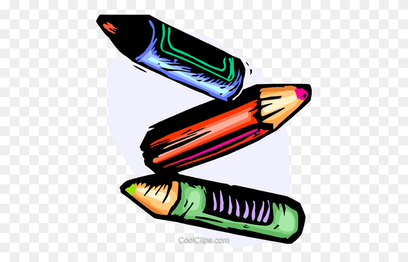444x480 Three Crayons Royalty Free Vector Clip Art Illustration - Free Crayon Clipart