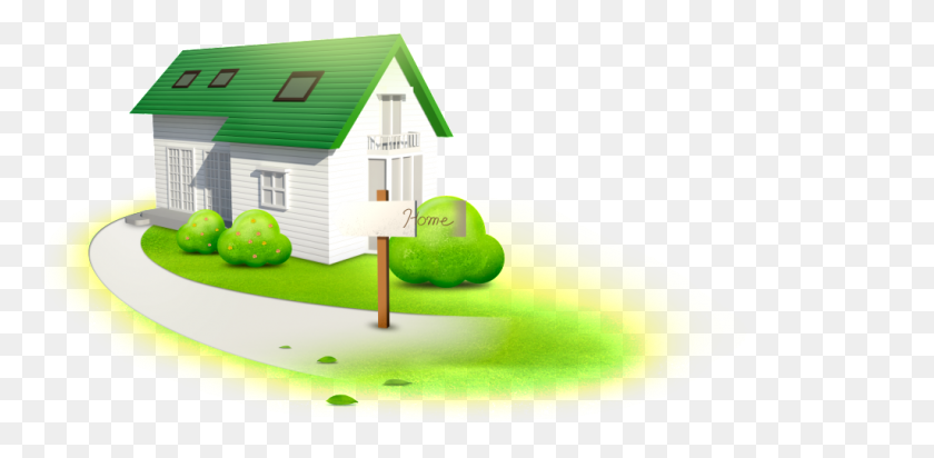 1024x463 Three Dimensional Cartoon House Element Design Free Png Download - Cartoon House PNG