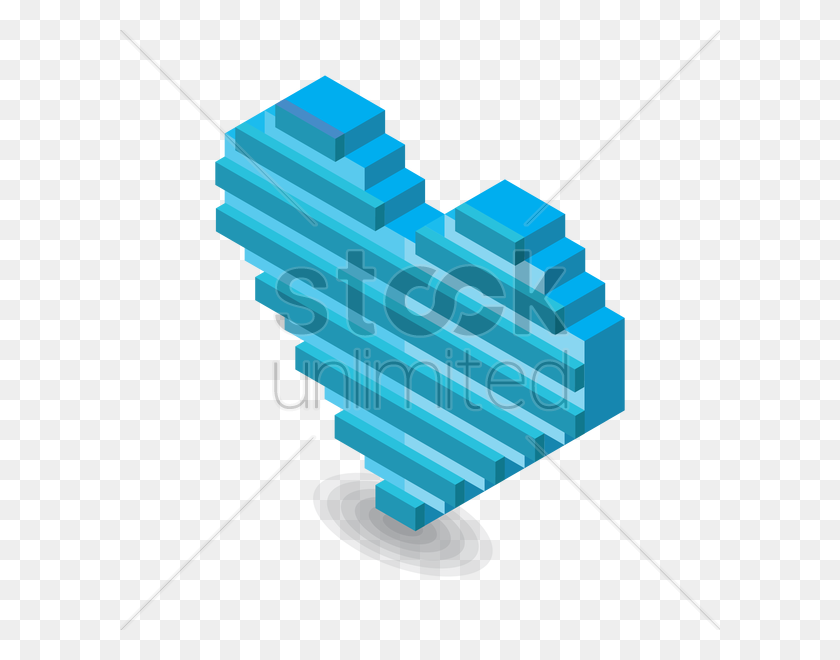 600x600 Three Dimensional Pixelated Heart With Horizontal Lines Vector - Horizontal Lines PNG