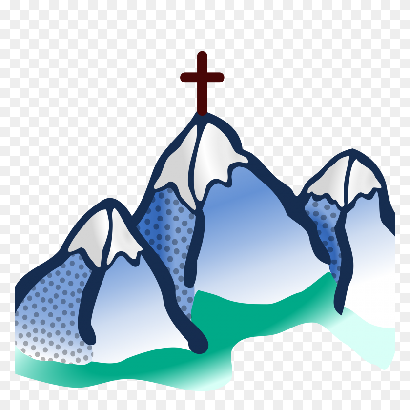 2400x2400 Three Mountains With Cross On Top Vector Clipart Image - Mountain Vector PNG