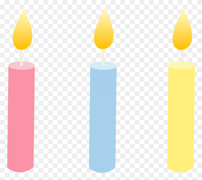 2100x1860 Three Pastel Colored Birthday Candles - Candle Flame Clipart