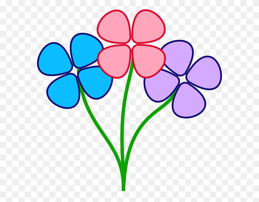 600x594 Три Красивые Цветы Картинки - Красивый Цветочный Клипарт