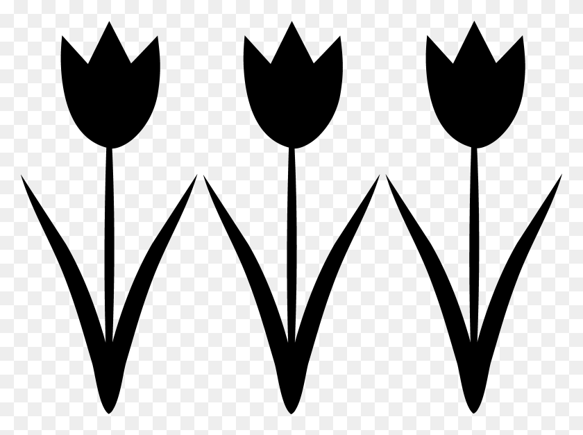 5783x4209 Diseño De Silueta De Tres Tulipanes - Silueta De Clipart De Flores
