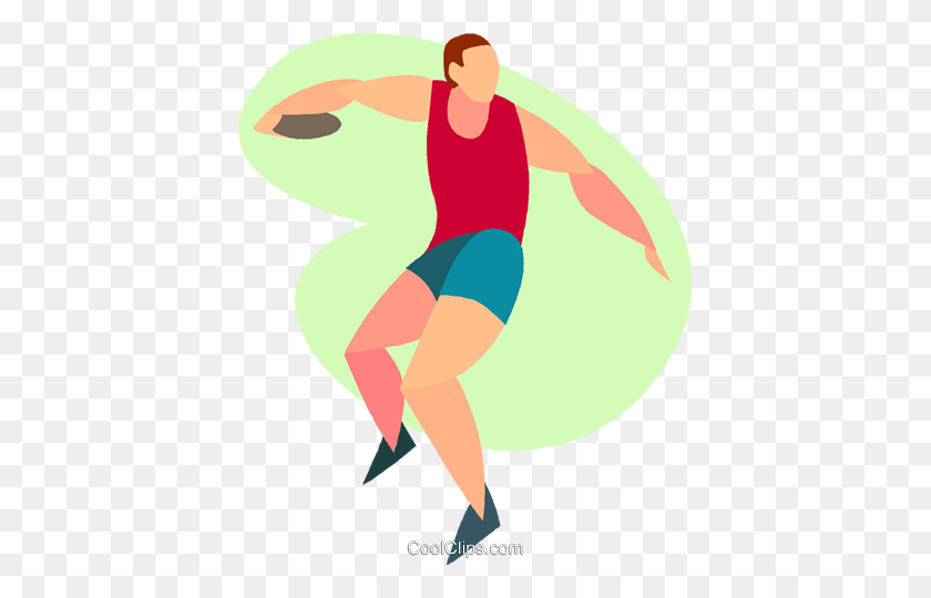 409x480 Throwing A Discus Royalty Free Vector Clip Art Illustration - Throw Clipart