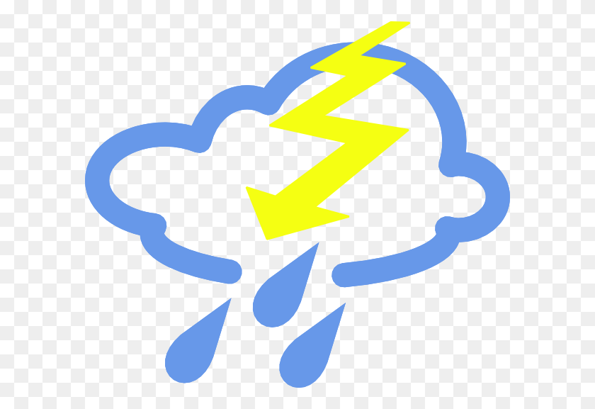 600x517 Thunder Storms Weather Symbol Clip Art - Thunder And Lightning Clipart