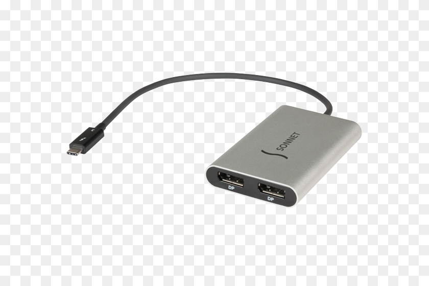 600x500 Thunderbolt To Dual Displayport Adapter Sonnet Online Store - Thunderbolt PNG