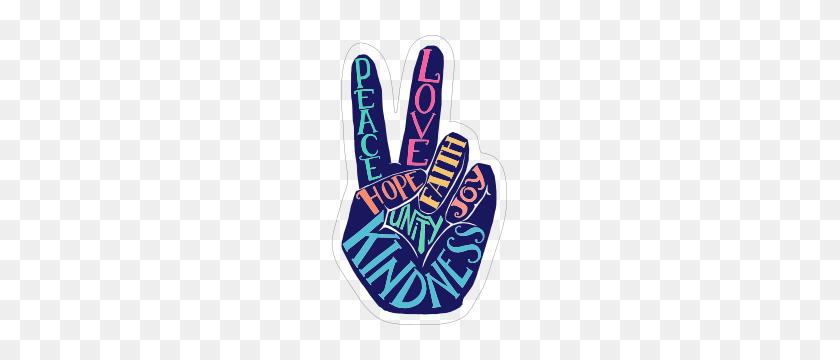 300x300 Tie Dye Peace Sign Hippie Sticker - Peace Sign Hand PNG