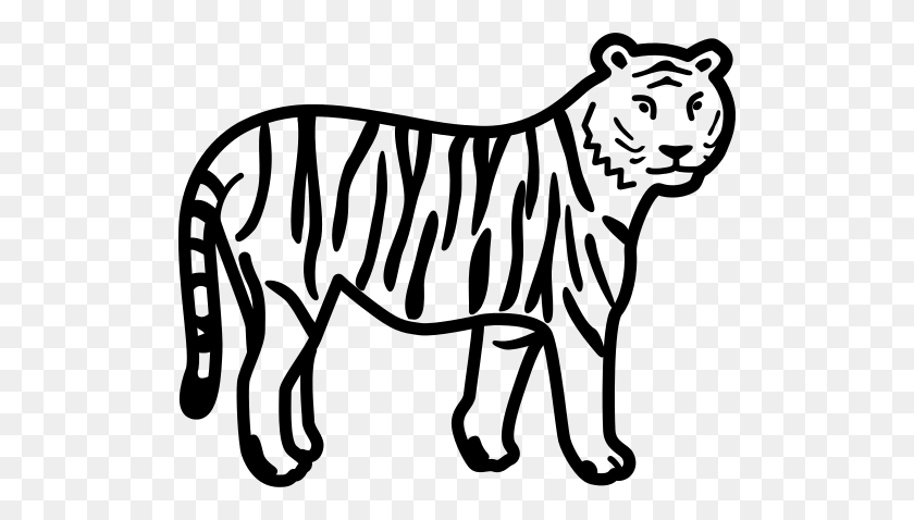 512x418 Tiger Black And White Free Tiger Clip Art - Lsu Clipart