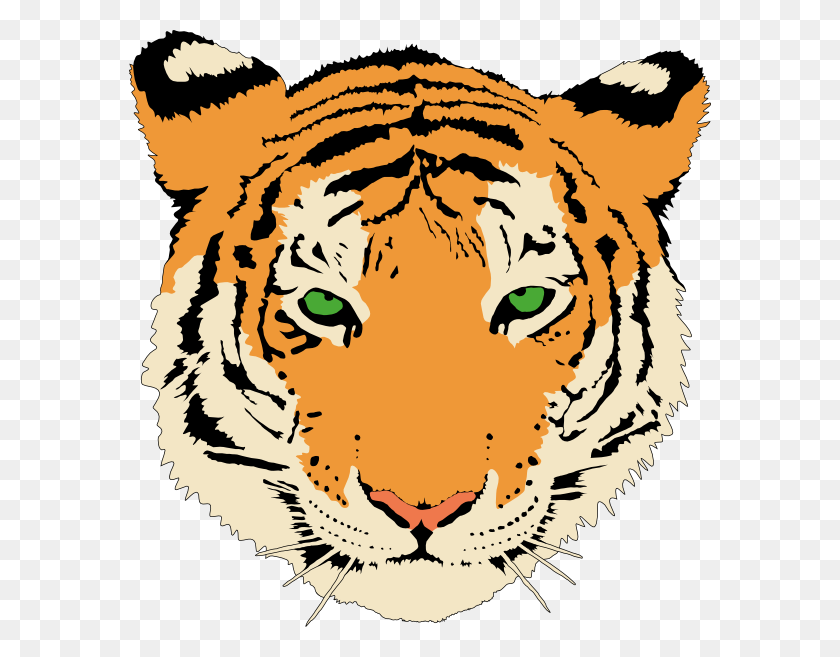 582x597 Tiger Clip Art Free Vector - Tiger Mascot Clipart