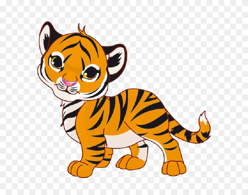 600x600 Tiger Cubs Cute Cartoon Animal Images On A Transparent Background - Tiger Cub Clipart