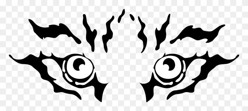 1280x520 Tiger Eyes Clipart Black And White - Lsu Clip Art