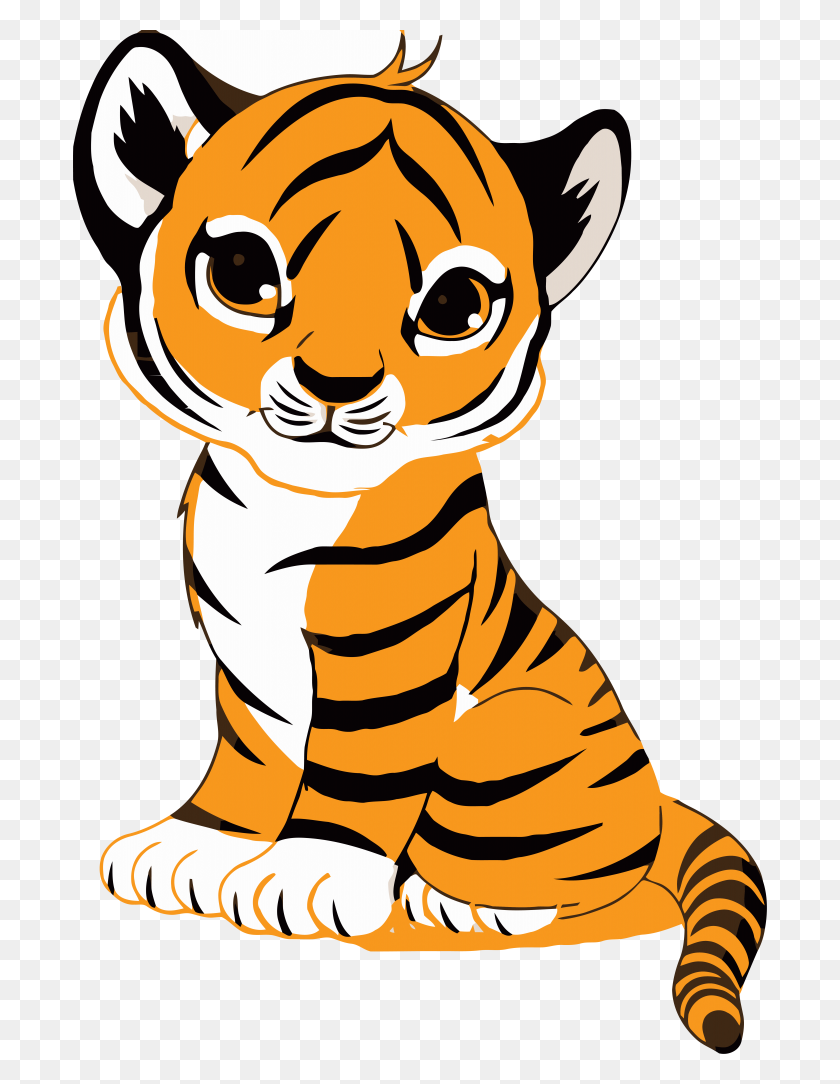 694x1024 Tiger Face Clip Art Royalty Free Tiger Illustration - Tiger Cub Clipart