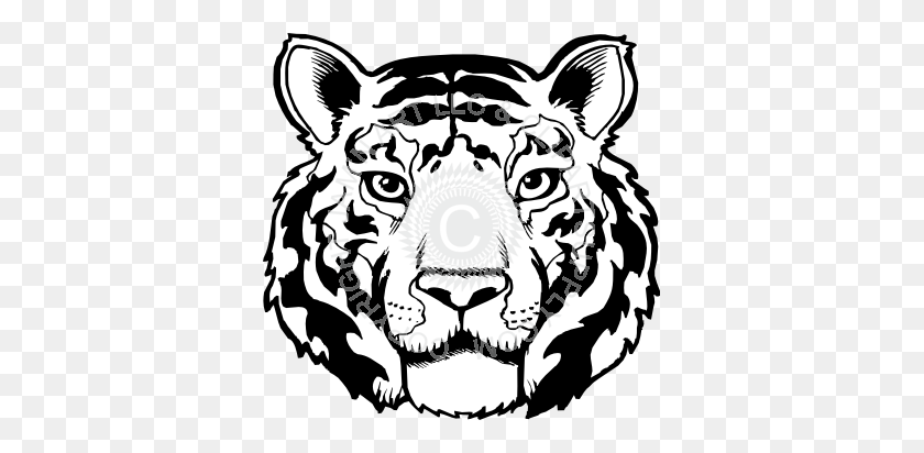 361x352 Tiger Head Black And White - Tiger Clipart Black And White