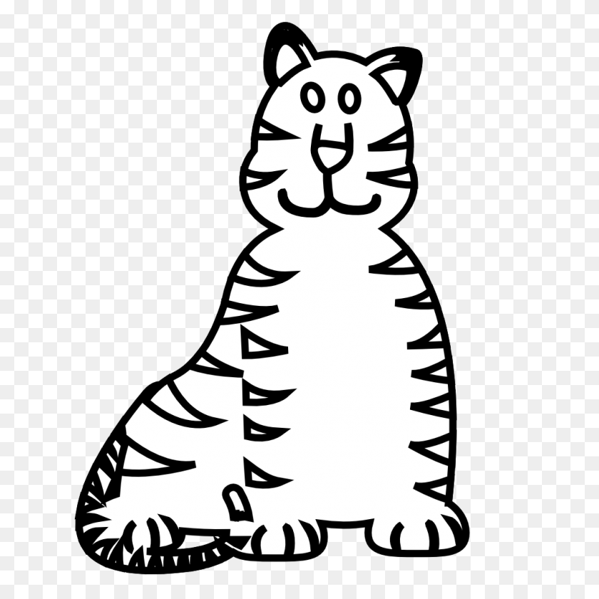 999x999 Tiger Head Clip Art Black And White - Liger Clipart