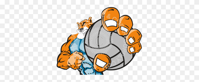 361x289 Tiger Holding Volleyball - Volleyball Images Clip Art