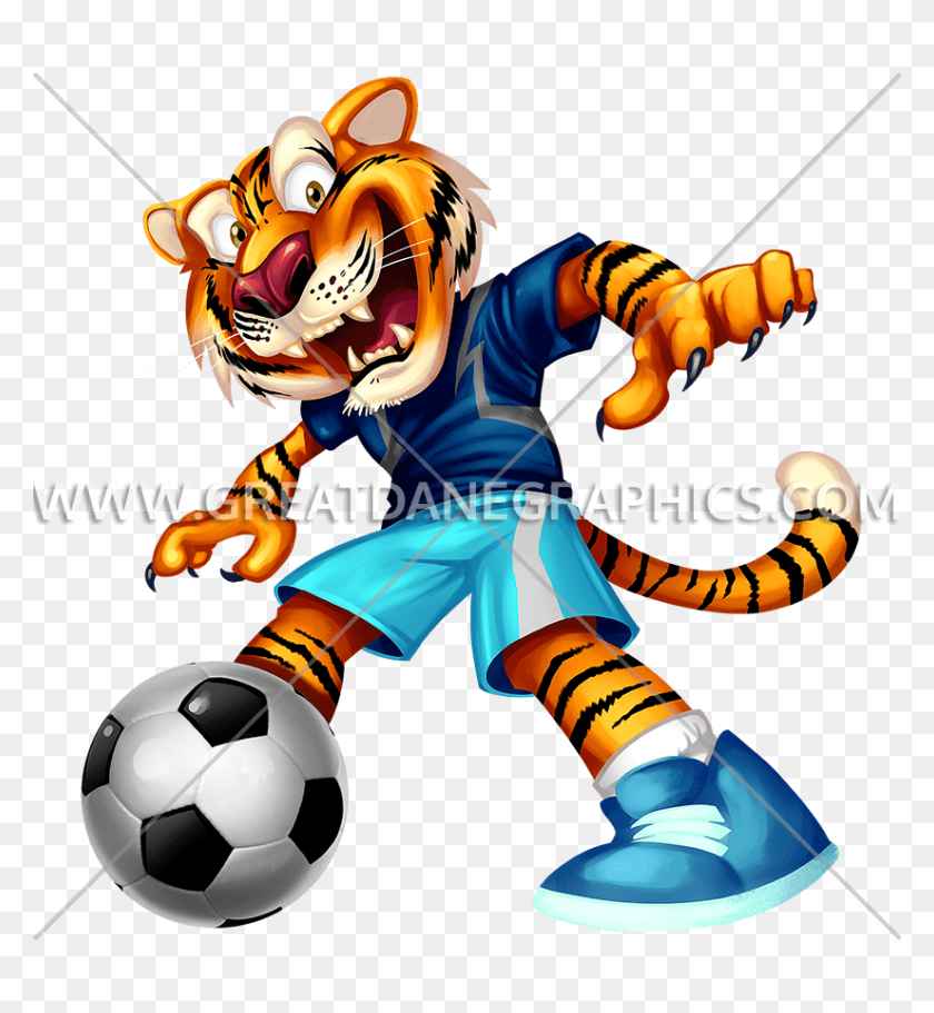 825x901 Tiger Kick Production Ready Artwork For T Shirt Printing - Tiger Mascot Clipart
