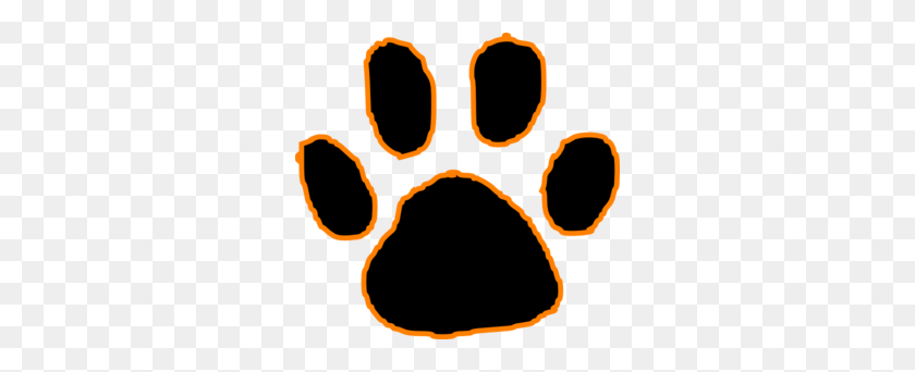 298x282 Tiger Paw Pictures Black Tiger Paw Print With Orange Outline - Paw Clipart Black And White