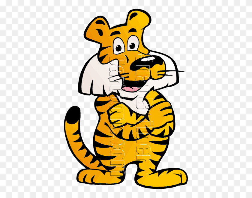 600x600 Tiger Standing With Paws Crossed - Tiger Mascot Clipart