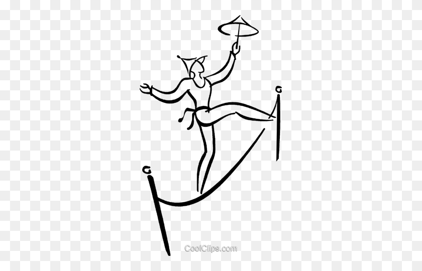 283x480 Tightrope Circus Act Royalty Free Vector Clip Art Illustration - Tightrope Clipart