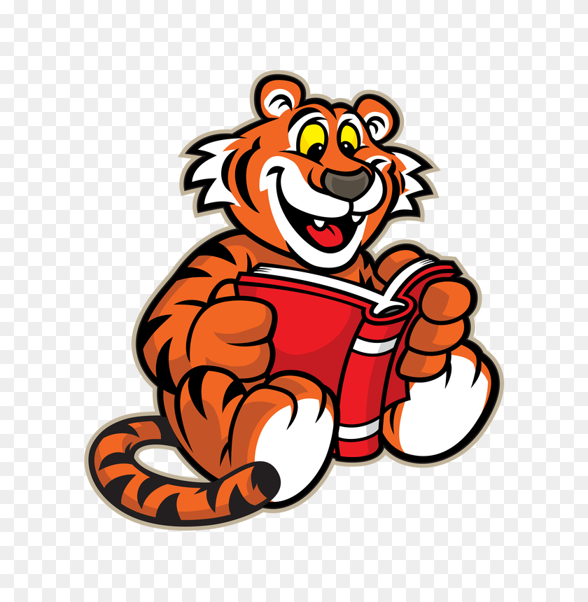 618x800 Tigres Clipart Reading - Reading Clipart Images