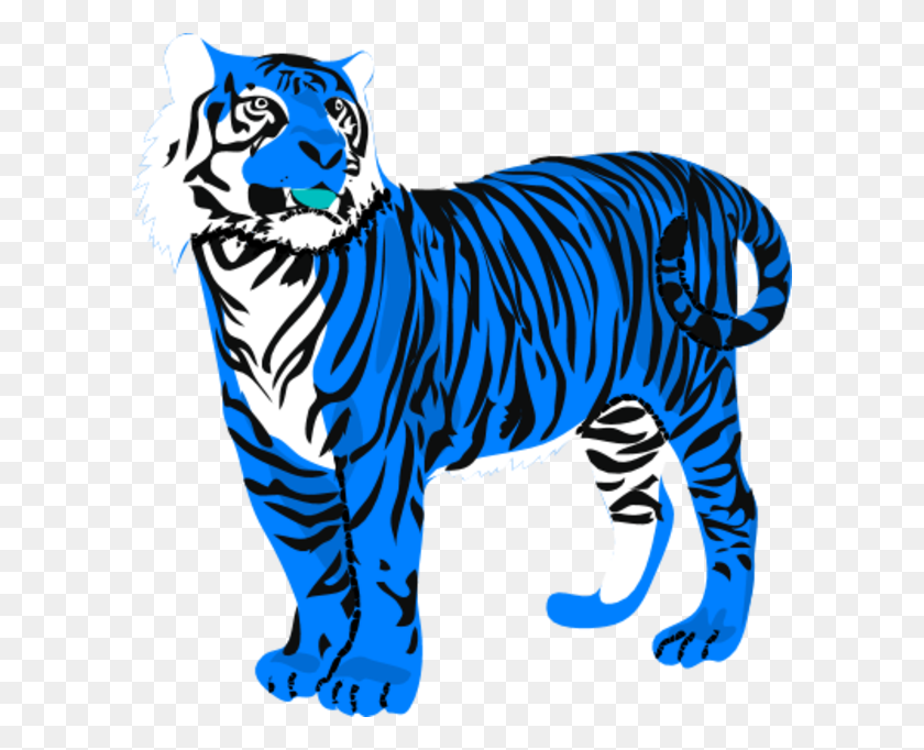 600x622 Tiiger Clipart Blue - Tiger Paw Clipart