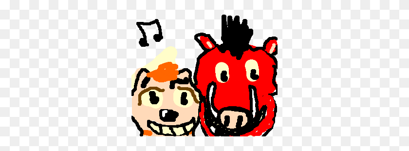 300x250 Timon And Pumbaa Singing Their Song Drawing - Timon And Pumbaa Clipart