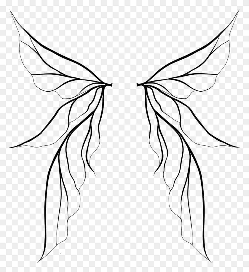1000x1100 Tinkerbell Wings Clipart - Black And White Tutu Clipart