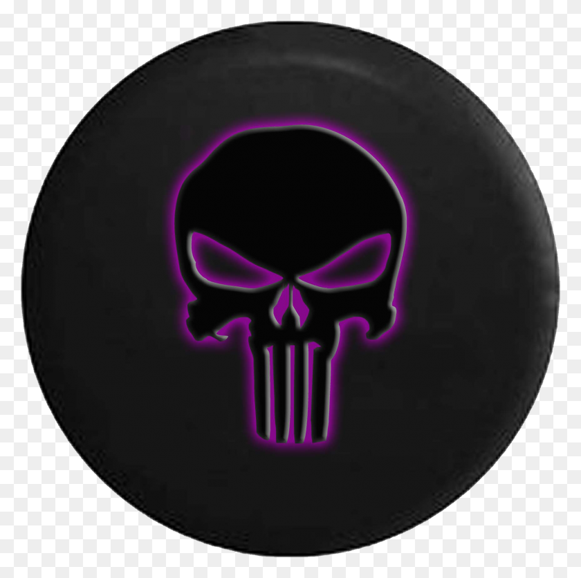 1728x1721 Tire Cover Pro Glowing Punisher Skull Jeep Off Road Rv Camper - Punisher Skull PNG