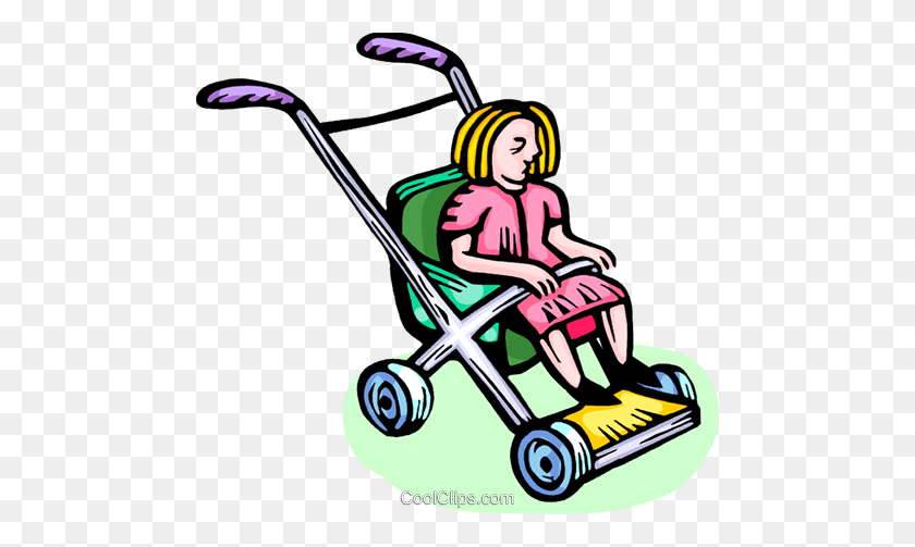 480x443 Toddler In A Stroller Royalty Free Vector Clip Art Illustration - Stroller Clipart