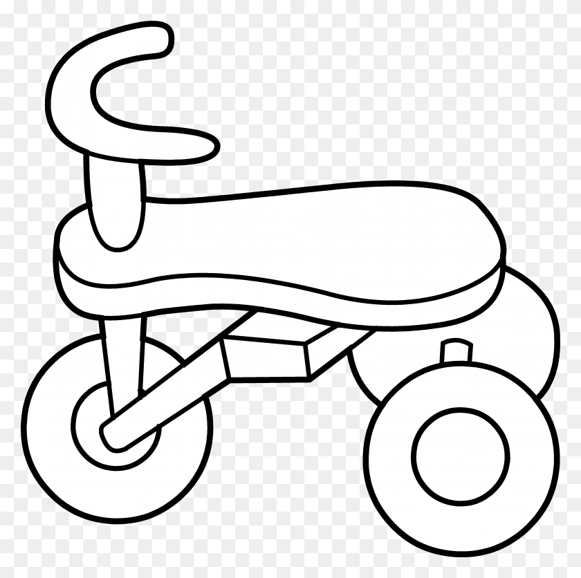 4508x4489 Arte Lineal De Triciclo Para Niños Pequeños - Push Clipart