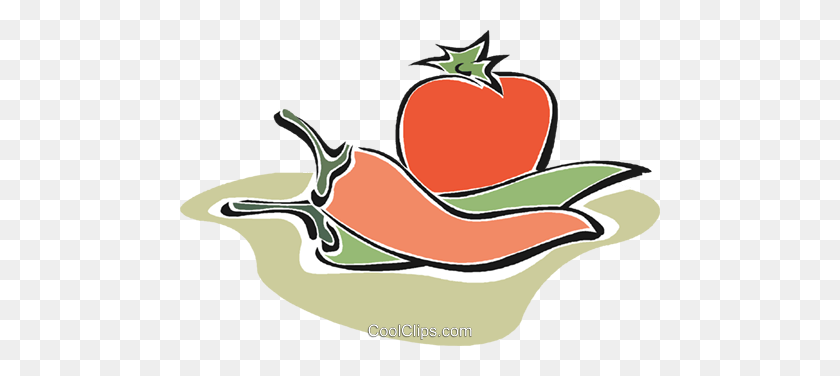 480x316 Tomato With Red Peppers Royalty Free Vector Clip Art Illustration - Tomato Plant Clipart