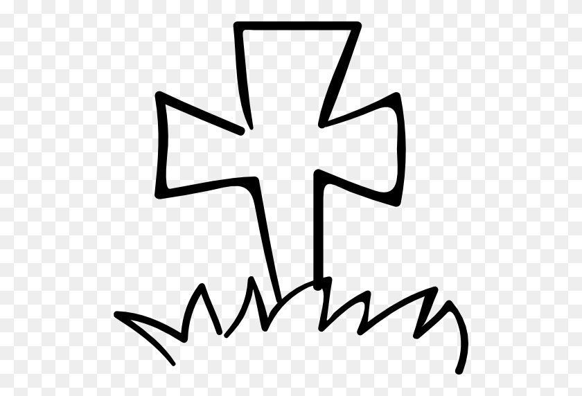 512x512 Tomb Cross Outline On Grass - Cross Outline PNG