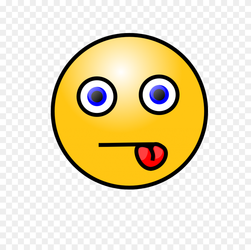 1000x1000 Tongue Face Emoticon Group With Items - Wink Emoji Clipart