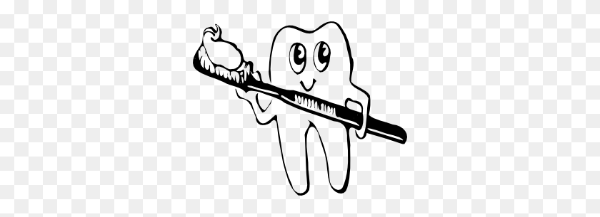 300x245 Tooth And Brush Clip Art - Tooth Clipart Black And White