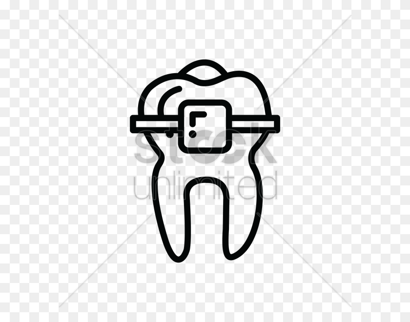 600x600 Tooth With Braces Vector Image - Tooth With Braces Clipart