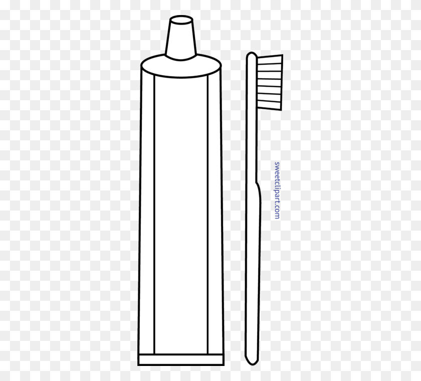 291x700 Toothbrush Toothpaste Lineart Clip Art - Toothpaste And Toothbrush Clipart