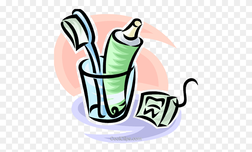 480x448 Toothbrushtoothpaste And Dental Floss Royalty Free Vector Clip - Toothbrush And Toothpaste Clipart