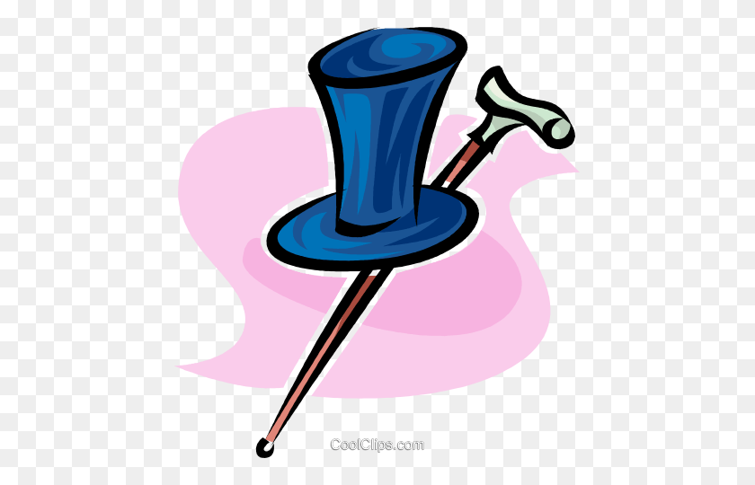 451x480 Top Hat And Walking Cane Royalty Free Vector Clip Art Illustration - Walking Stick Clipart
