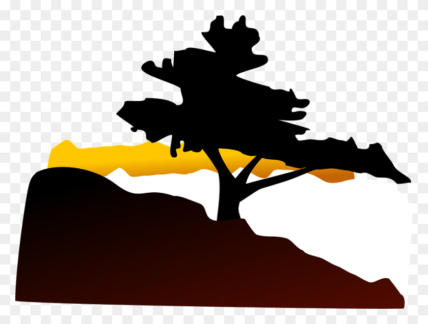 960x711 Top Of Grave On Hill With Tree Clipart - Grave Clipart