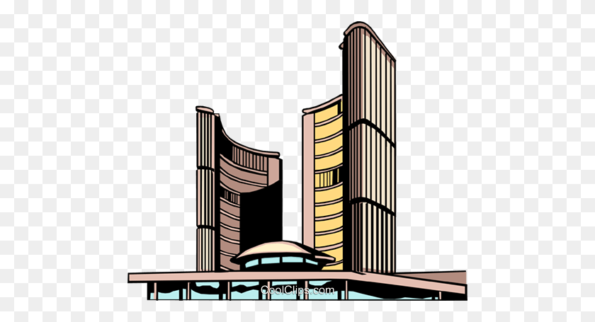 480x395 Toronto City Hall Royalty Free Vector Clip Art Illustration - City Background Clipart