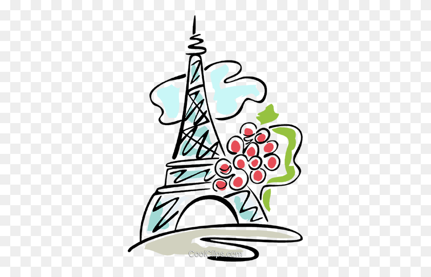 341x480 Torre Eiffel E As Uvas Livre De Direitos Vetores Clip Art - Uvas Clipart