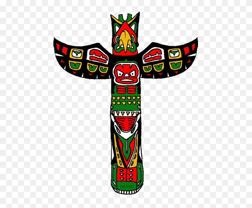 540x634 Totem Pole Clipart Pacific Northwest - Thunderbird Clipart