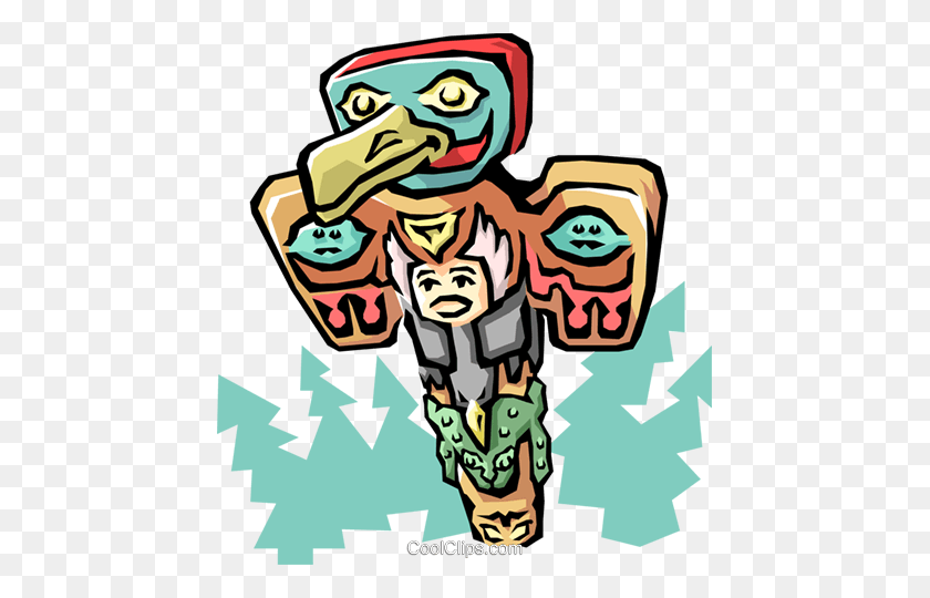 447x480 Totem Pole Royalty Free Vector Clipart Ilustración - Totem Clipart