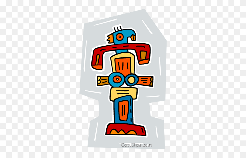 298x480 Totem Pole Royalty Free Vector Clip Art Illustration - Totem Clipart