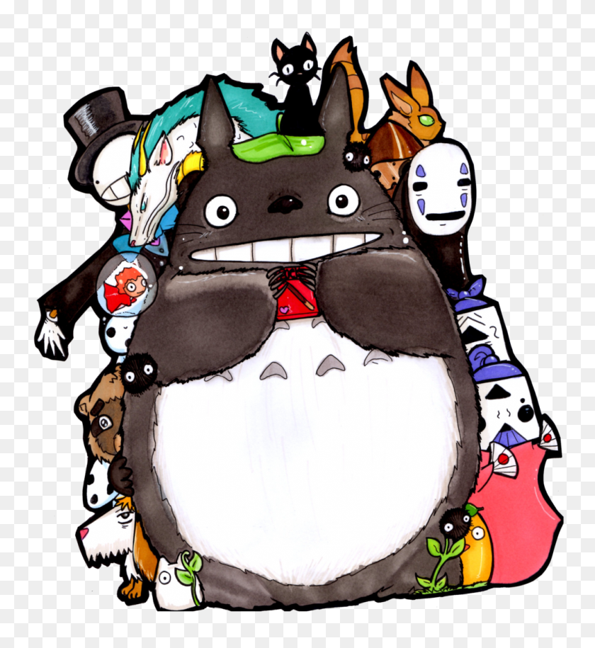 1024x1123 Totoro Comparte Pocky - Studio Ghibli Png
